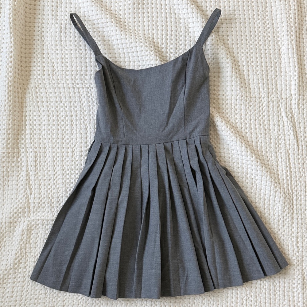 Sunday Best Gray Pleated Dress